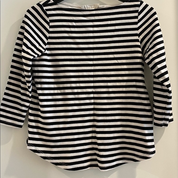 Black and white striped top with mid length sleeve - Picture 1 of 4